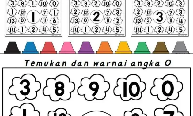 Lembar Mencari Dan Mewarnai Angka Lembar Mencari Dan Mewarnai Angka