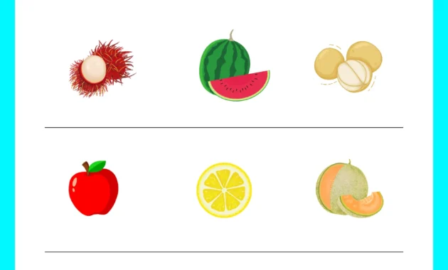 1. Worksheet Anak Seri Buah-buahan Worksheet Anak Seri Buah-buahan